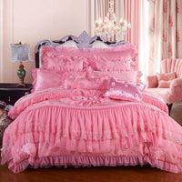 HKM-705363 Elegant Four-Piece Lace Wedding Bedding Set in Various Colors and Sizes