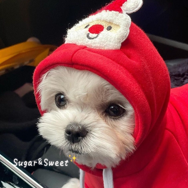 HKM-705491 Santa Claus Pullover Hoodie for Pets – Cozy Holiday Cat and Dog Clothing