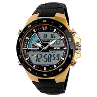HKM-705619 Dual Display Waterproof Electronic Watch with 50m Water Resistance and Rubber Band