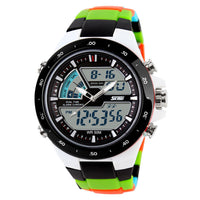 HKM-705619 Dual Display Waterproof Electronic Watch with 50m Water Resistance and Rubber Band