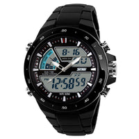HKM-705619 Dual Display Waterproof Electronic Watch with 50m Water Resistance and Rubber Band