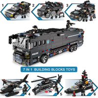 HKM-705619 SWAT Combat Bus Building Blocks Set for Kids - Construction Toy for Ages 6 and Up