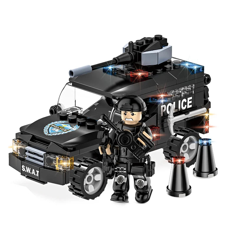 HKM-705619 SWAT Combat Bus Building Blocks Set for Kids - Construction Toy for Ages 6 and Up