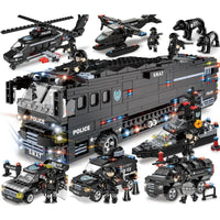HKM-705619 SWAT Combat Bus Building Blocks Set for Kids - Construction Toy for Ages 6 and Up
