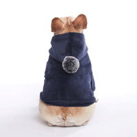 HKM-705619 Super Soft Coral Fleece Sweater for Dogs - Warm Casual Jumper for Corgis and Schnauzers, Available in Navy Blue and Gray