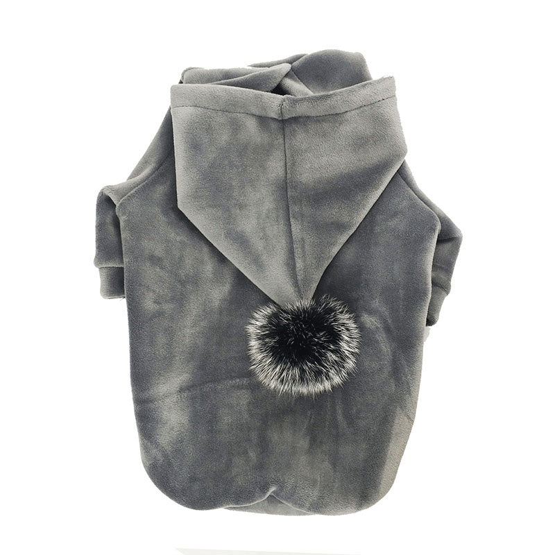HKM-705619 Super Soft Coral Fleece Sweater for Dogs - Warm Casual Jumper for Corgis and Schnauzers, Available in Navy Blue and Gray