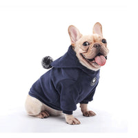HKM-705619 Super Soft Coral Fleece Sweater for Dogs - Warm Casual Jumper for Corgis and Schnauzers, Available in Navy Blue and Gray