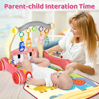 HKM-705683 2 in 1 Adjustable Baby Walker and Piano Play Mat for Infants and Toddlers