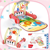HKM-705683 2 in 1 Adjustable Baby Walker and Piano Play Mat for Infants and Toddlers