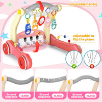 HKM-705683 2 in 1 Adjustable Baby Walker and Piano Play Mat for Infants and Toddlers