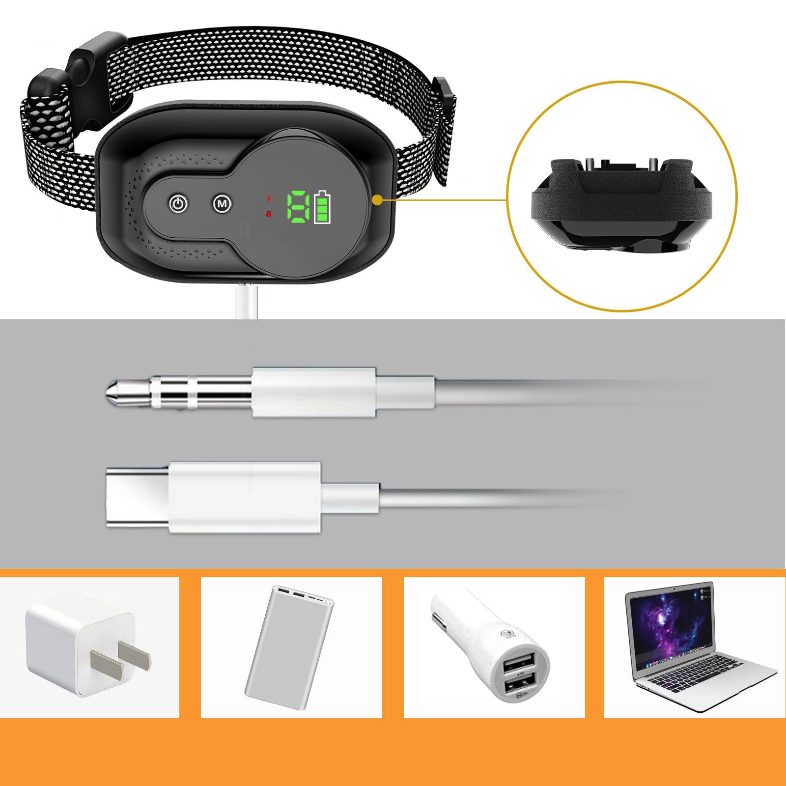 HKM-705747 Adjustable Waterproof Dog Bark Collar with Sound and Vibration Modes
