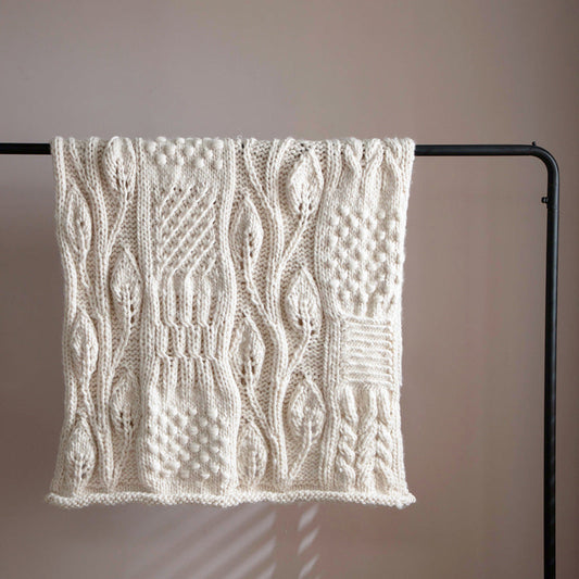 HKM-705811 Iceland Wool Hand-Woven Blanket, Beige 120x150cm, Soft Acrylic Sofa Throw