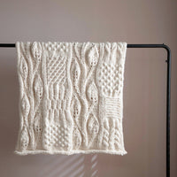 HKM-705811 Iceland Wool Hand-Woven Blanket, Beige 120x150cm, Soft Acrylic Sofa Throw