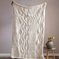 HKM-705811 Iceland Wool Hand-Woven Blanket, Beige 120x150cm, Soft Acrylic Sofa Throw