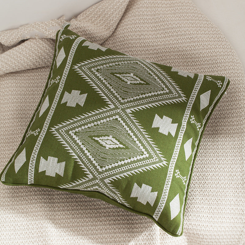 HKM-705939 Nordic Green Cactus Embroidered Throw Pillow - Available in 45x45cm and 30x50cm