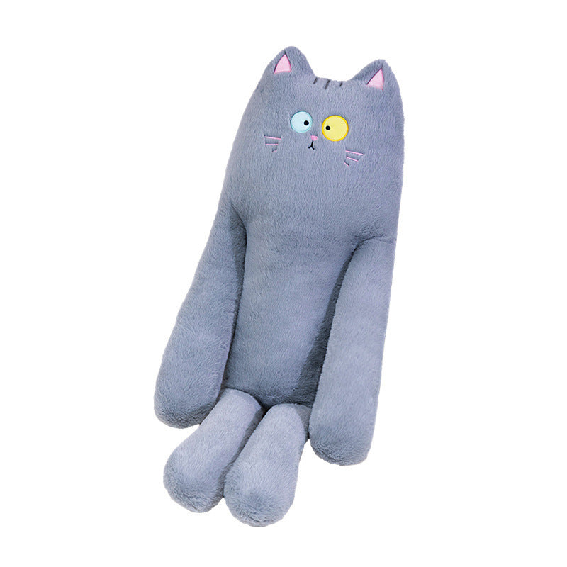 HKM-706003 Long Plush Cat Pillow for Sleeping, Supports Legs, 80cm-130cm, Available in Black, Gray, White, Brown