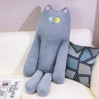 HKM-706003 Long Plush Cat Pillow for Sleeping, Supports Legs, 80cm-130cm, Available in Black, Gray, White, Brown