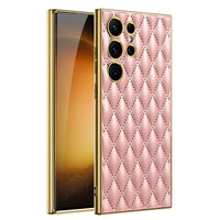 HKM-706131 Electroplated PU Leather Phone Case for Samsung - Shockproof, Stylish Design in Multiple Colors
