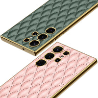 HKM-706131 Electroplated PU Leather Phone Case for Samsung - Shockproof, Stylish Design in Multiple Colors