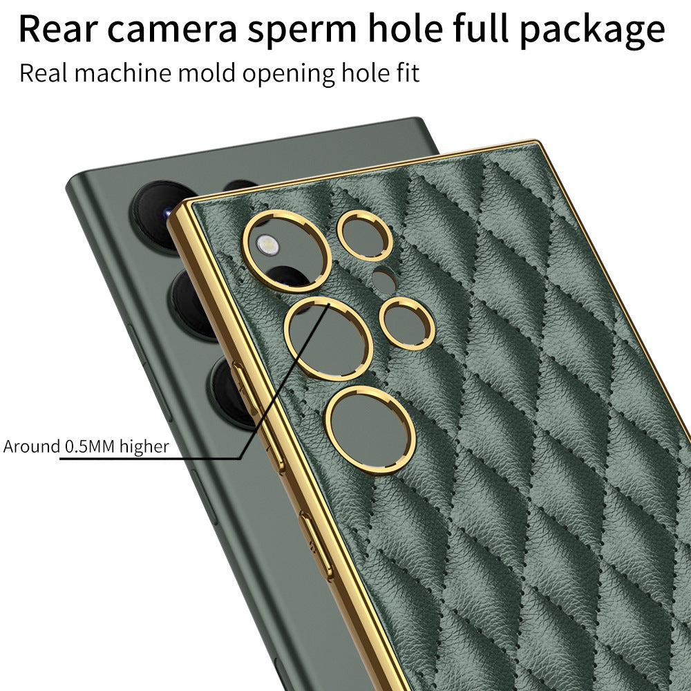 HKM-706131 Electroplated PU Leather Phone Case for Samsung - Shockproof, Stylish Design in Multiple Colors