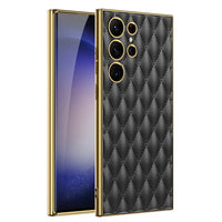 HKM-706131 Electroplated PU Leather Phone Case for Samsung - Shockproof, Stylish Design in Multiple Colors