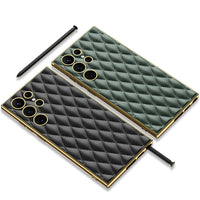 HKM-706131 Electroplated PU Leather Phone Case for Samsung - Shockproof, Stylish Design in Multiple Colors