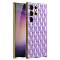 HKM-706131 Electroplated PU Leather Phone Case for Samsung - Shockproof, Stylish Design in Multiple Colors