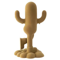 HKM-706131 Whimsical Human-Shaped Cactus Flocking Ornament in Green, Camel, and Dark Gray