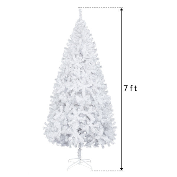 HKM-706323 7ft White Christmas Tree with 950 PVC Branches and Iron Base for Holiday Decor