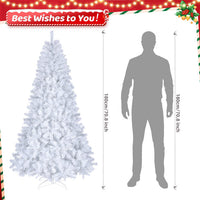 HKM-706323 7ft White Christmas Tree with 950 PVC Branches and Iron Base for Holiday Decor