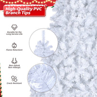HKM-706323 7ft White Christmas Tree with 950 PVC Branches and Iron Base for Holiday Decor