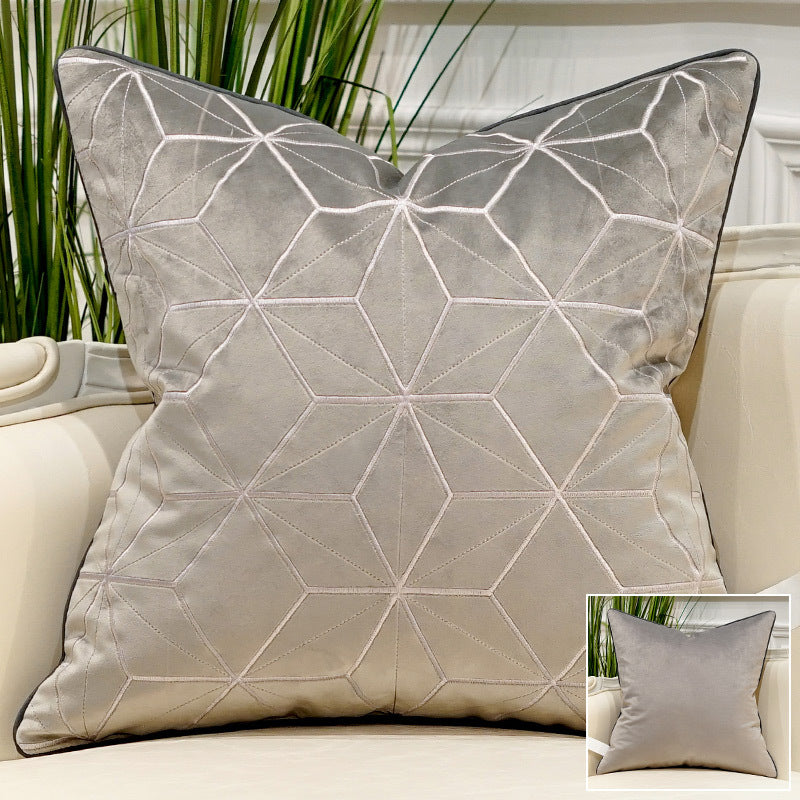 HKM-706323 Embroidered Plush Throw Pillow for Modern Sofa, Available in 45x45cm and 50x50cm