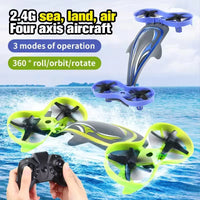 HKM-706451 3-in-1 Remote Control Quadcopter for Land, Air, and Water with 360° Stunt Rotation and LED Lights