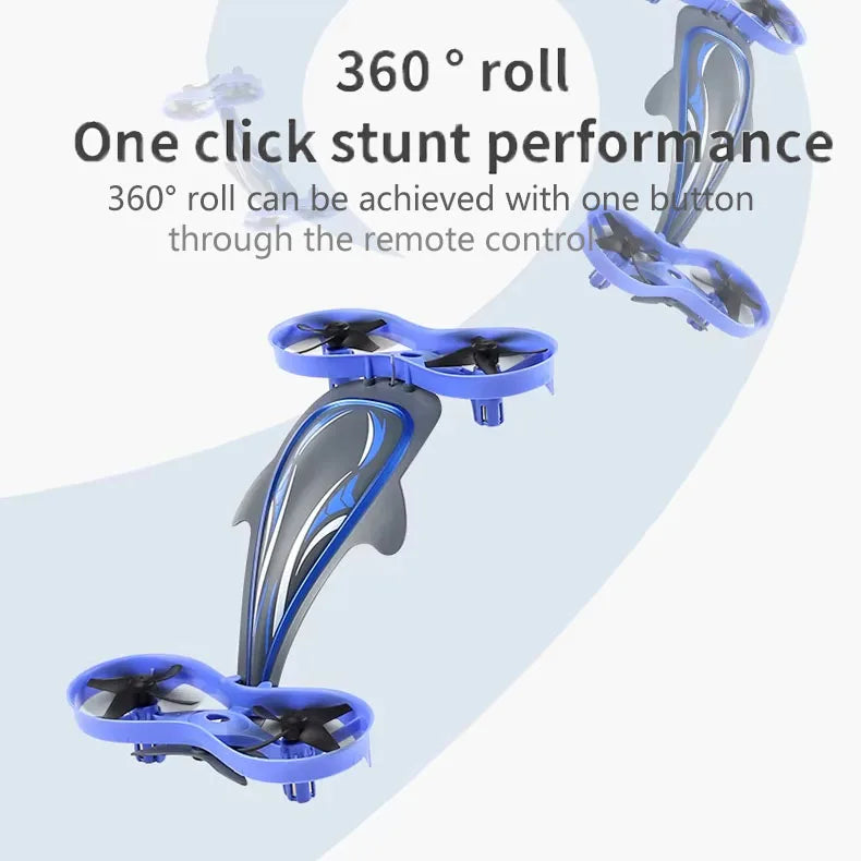 HKM-706451 3-in-1 Remote Control Quadcopter for Land, Air, and Water with 360° Stunt Rotation and LED Lights