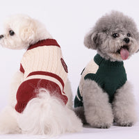 HKM-706451 Cozy Color Matching Sleeveless Sweater for Small Dogs - Winter Warmth in Dark Red, Dark Blue, and Green