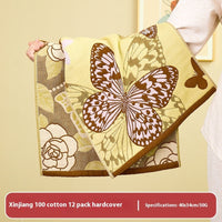 HKM-706451 Soft Cotton Hanging Hand Towel Set - 100% Pure Cotton, Floral and Butterfly Designs, 4-Piece or 2-Piece Options
