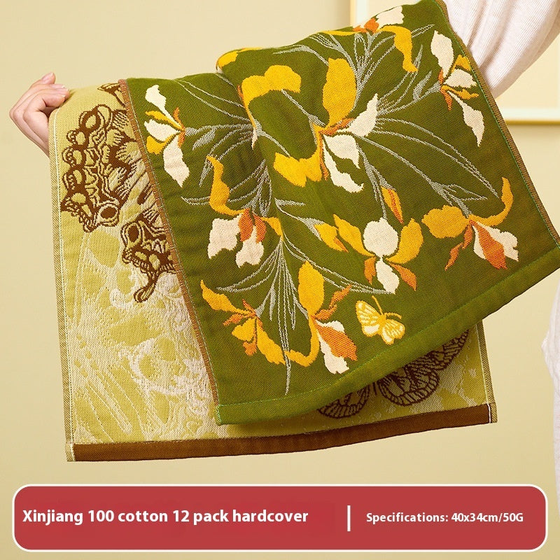 KTX-706451 Soft Cotton Hanging Hand Towel Set - 100% Pure Cotton, Floral and Butterfly Designs, 4-Piece or 2-Piece Options