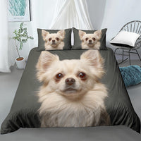 HKM-706515 Pug Cartoon 3D Digital Printed Bedding Set - Three-Piece Bedding Cover Available in Multiple Sizes
