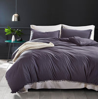 HKM-706515 Solid Color Three-Piece Duvet Cover Bedding Set in Polyester Fiber