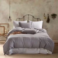 HKM-706515 Solid Color Three-Piece Duvet Cover Bedding Set in Polyester Fiber