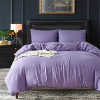 HKM-706515 Solid Color Three-Piece Duvet Cover Bedding Set in Polyester Fiber