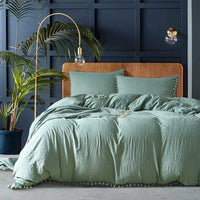 HKM-706515 Solid Color Three-Piece Duvet Cover Bedding Set in Polyester Fiber