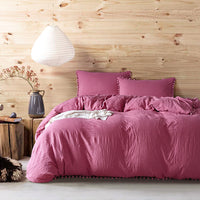 HKM-706515 Solid Color Three-Piece Duvet Cover Bedding Set in Polyester Fiber