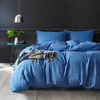 HKM-706515 Solid Color Three-Piece Duvet Cover Bedding Set in Polyester Fiber