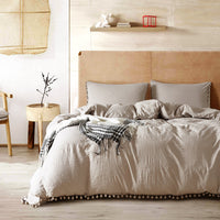 HKM-706515 Solid Color Three-Piece Duvet Cover Bedding Set in Polyester Fiber
