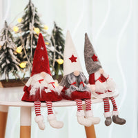 HKM-706643 Christmas Faceless Doll Girl Figurine - Decorative Cloth Doll in Gray, White, and Red Hat Styles - Perfect for Holiday Decor