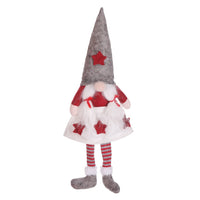 HKM-706643 Christmas Faceless Doll Girl Figurine - Decorative Cloth Doll in Gray, White, and Red Hat Styles - Perfect for Holiday Decor