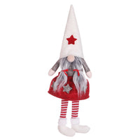 HKM-706643 Christmas Faceless Doll Girl Figurine - Decorative Cloth Doll in Gray, White, and Red Hat Styles - Perfect for Holiday Decor