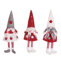 HKM-706643 Christmas Faceless Doll Girl Figurine - Decorative Cloth Doll in Gray, White, and Red Hat Styles - Perfect for Holiday Decor