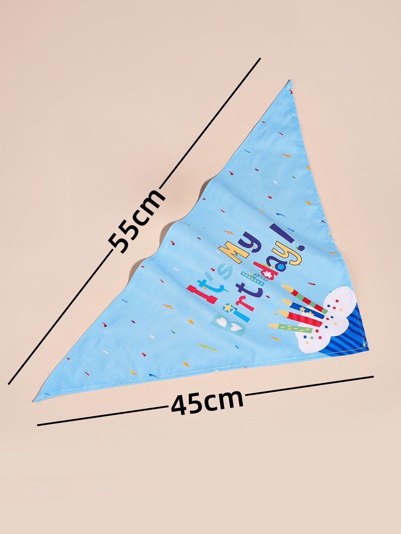 HKM-706707 Dog Birthday Accessories - Triangular Binders with Cartoon Patterns and Drool Towels (Blue and Pink Options)